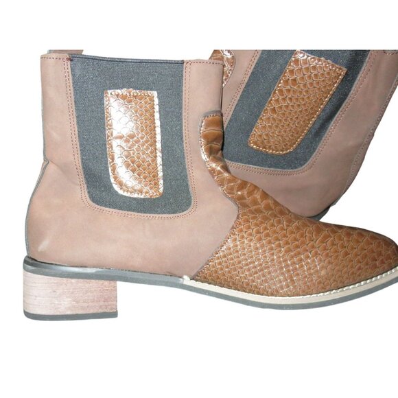 Rodeo Western Vegan Suede and Python Embossed Leather Ankle boots size 46 US 12 - Picture 8 of 10